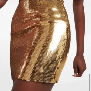 slim fit dress slacks Long Sleeve Asymmetric Wrap Gown in Sequin
